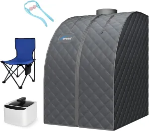 TOREAD Single Person Sauna Portable Folding Steam Sauna with 1000W&2.6L steam Generator, Personal Sauna Tent for Relaxation, Fast Heating in 6 Min, with Remote Control, Grey