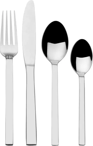 Towle Living Graciela 16-Piece Flatware Set, Service for 4 - Sleek Stainless Steel with Full Coverage Silver Finish, Dishwasher Safe, Ideal Silverware for Weddings, Gatherings, Travel