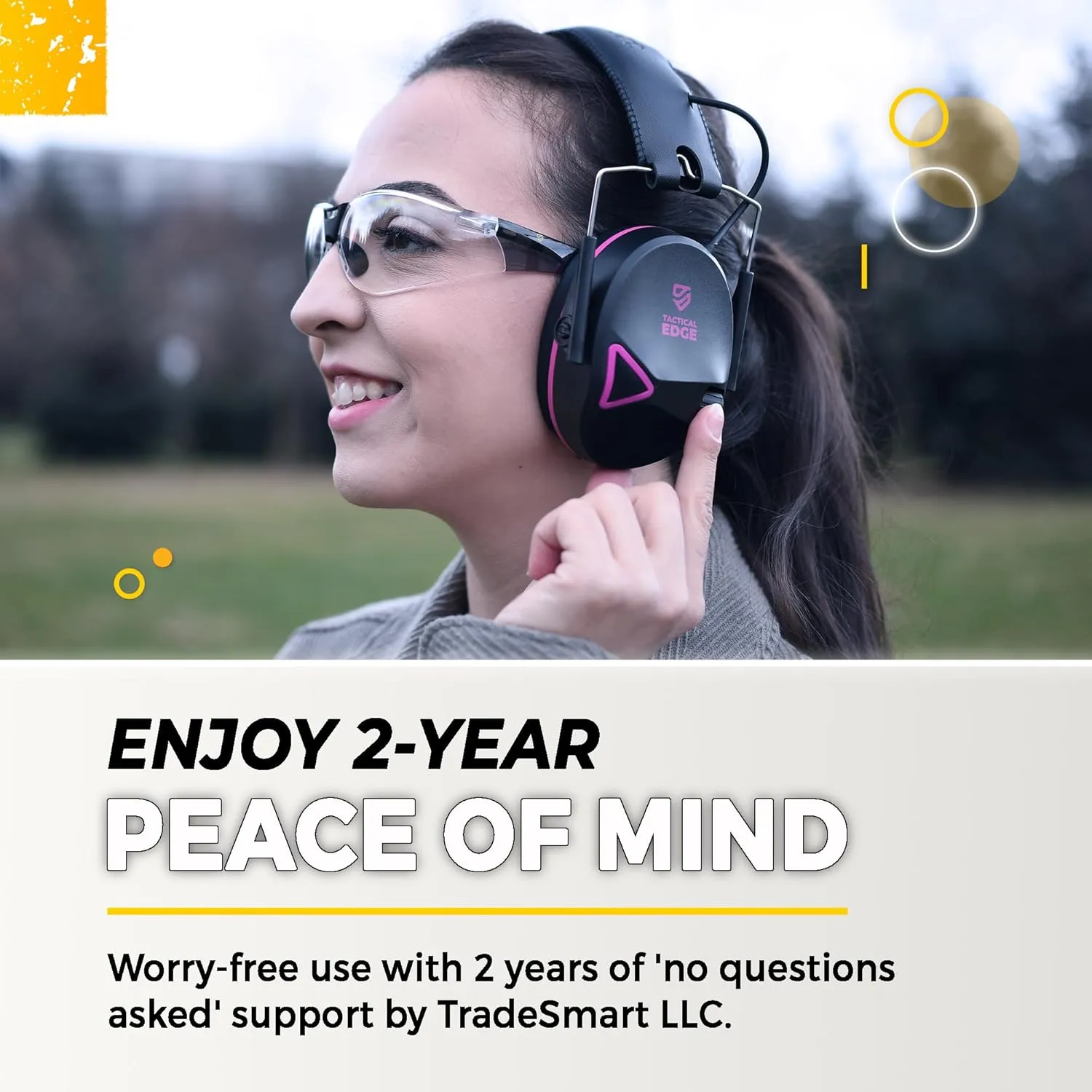 TradeSmart Complete Shooting Eye and Ear Protection: Electronic Earmuffs for Shooting, Range Glasses & Hard Carrying Case