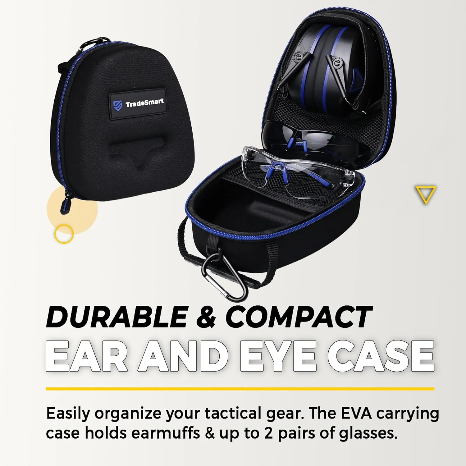TradeSmart Complete Shooting Eye and Ear Protection: Electronic Earmuffs for Shooting, Range Glasses & Hard Carrying Case