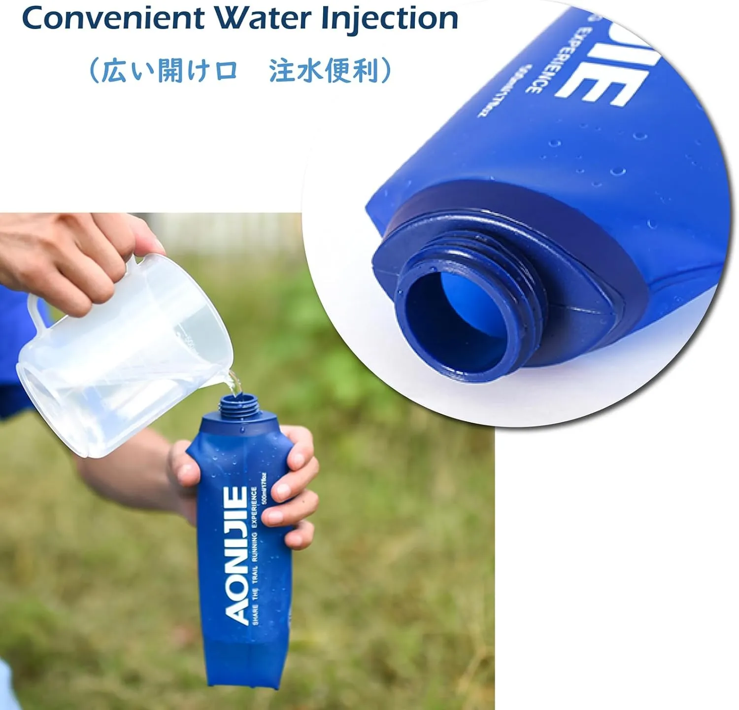 TRIWONDER TPU Soft Folding Water Bottles BPA-Free Collapsible Flask for Hydration Pack - Ideal for Running Hiking Cycling Climbing (500ml/16.9oz - Pack of 2)