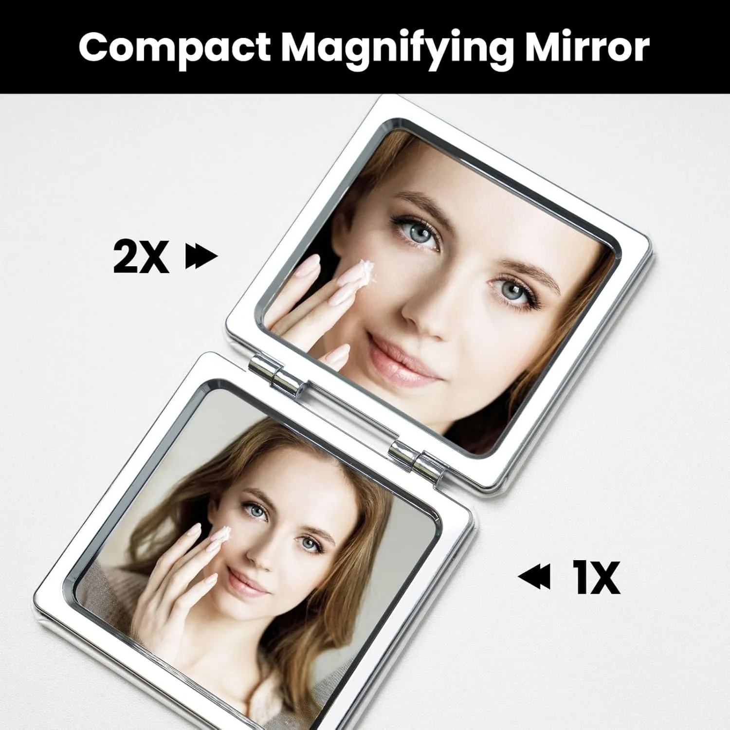 Tropical Flower and Corgi Printed Square Pocket Makeup Mirror with 1X/2X Magnification, Portable Mini Travel Makeup Mirror for Travel Daily Work Beauty