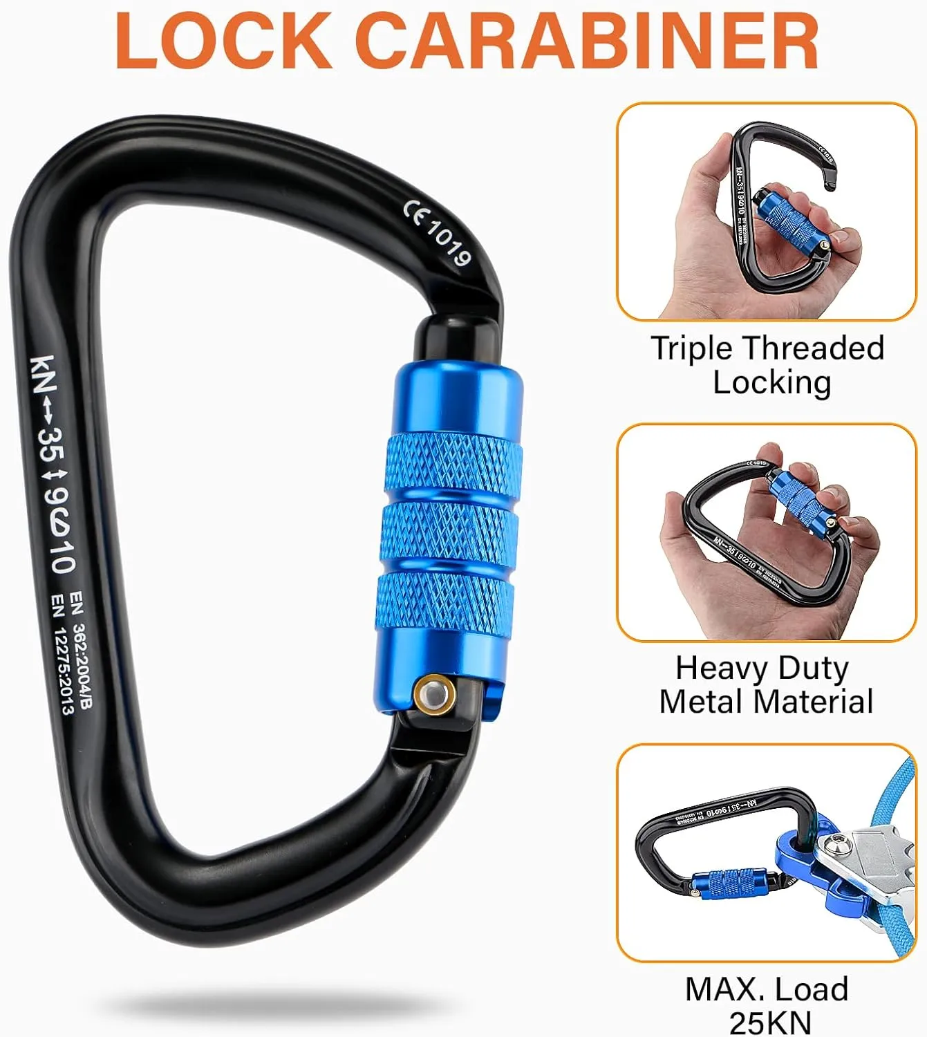 TRSMIMA Steel Wire Core Flipline - 12ft Fall Protection Arborist Climbing Tree Arborist 1/2" Galvanized Steel Cable Lanyard Kit with Swivel Snap Hook Triple Lock Carabiner Rope Grab Adjuster