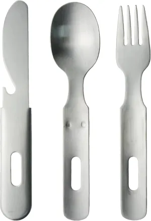 Tsubamesanjo Camping Outdoor Cutlery Set, 3 Pieces, Knife, Spoon, Fork, Matte, Made in Japan