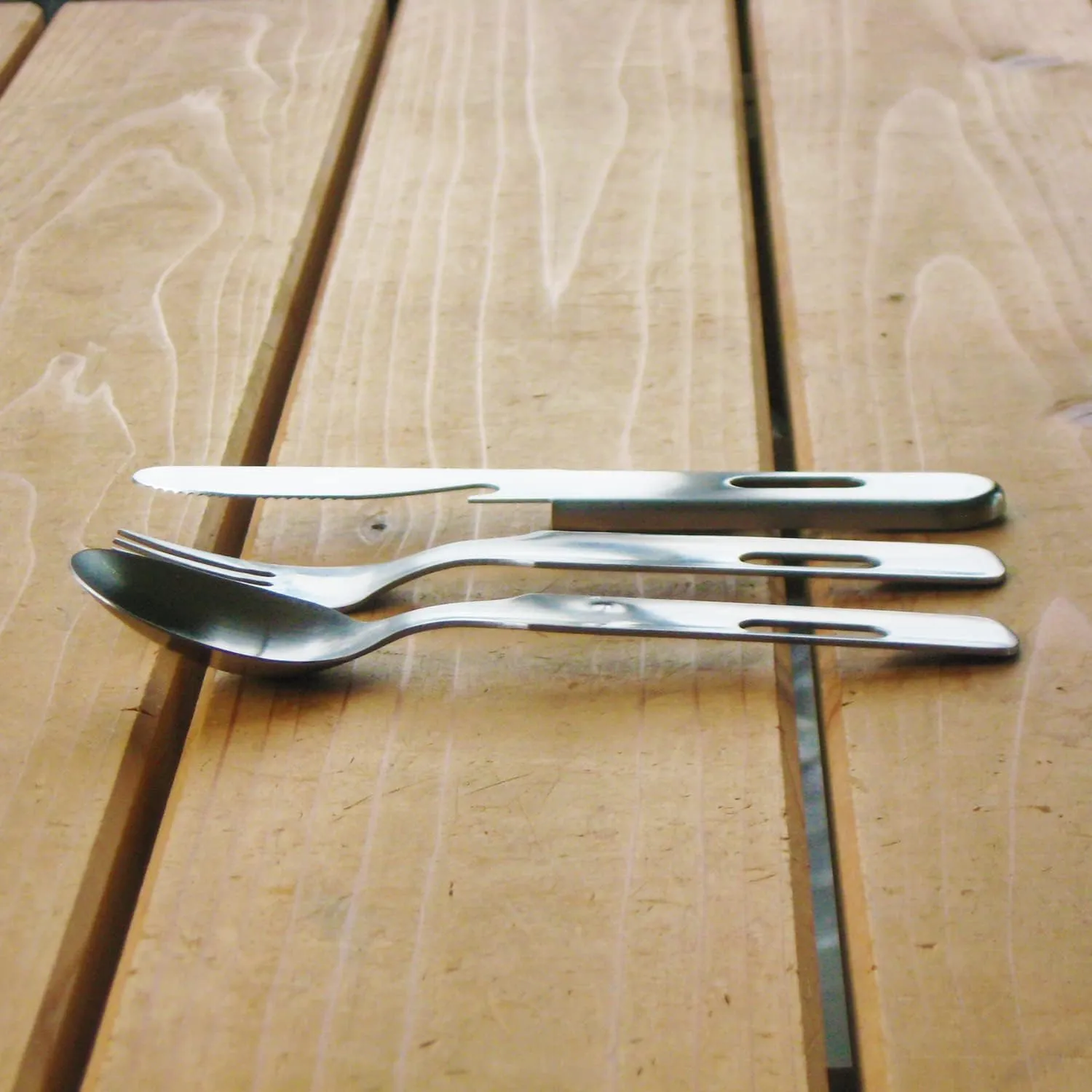 Tsubamesanjo Camping Outdoor Cutlery Set, 3 Pieces, Knife, Spoon, Fork, Matte, Made in Japan