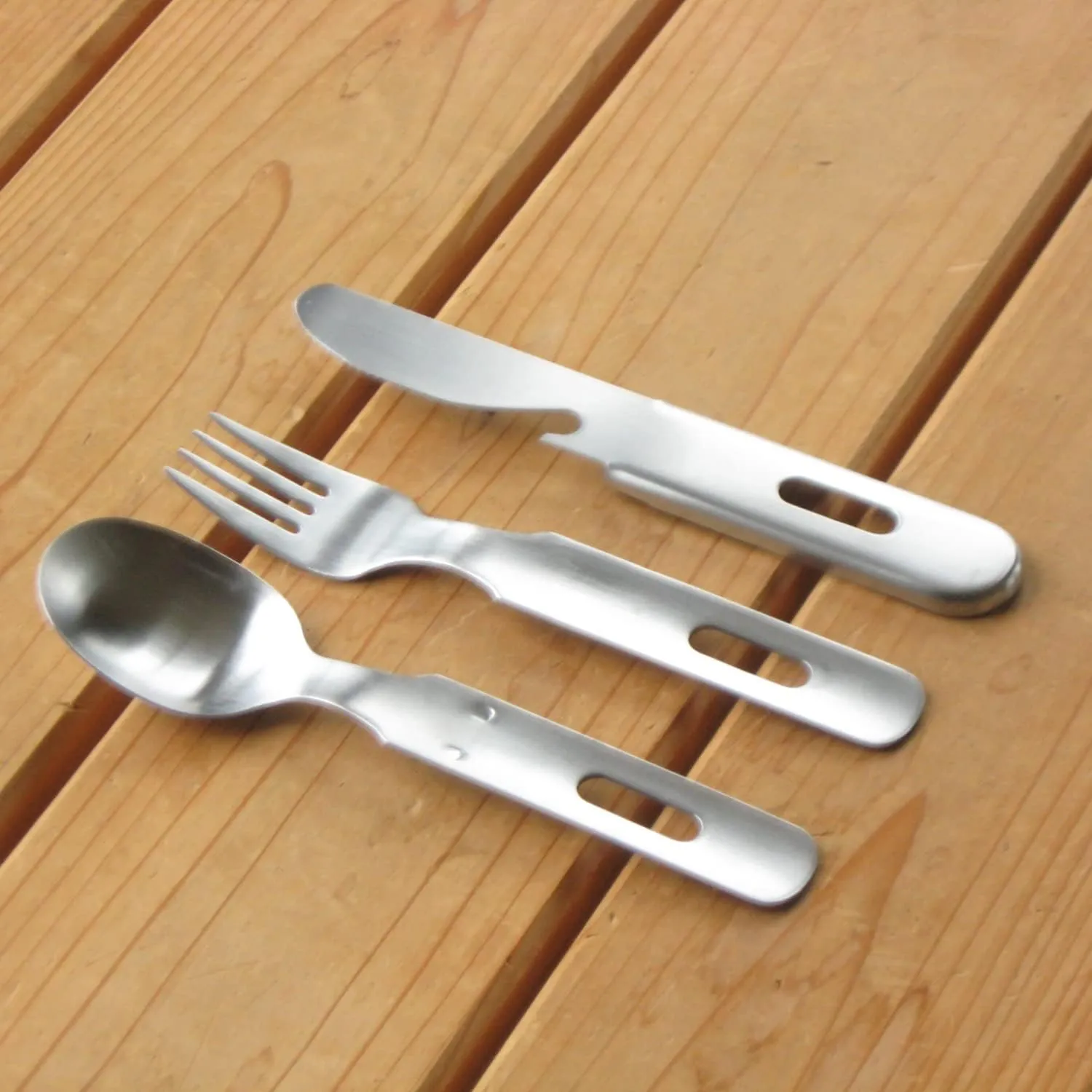 Tsubamesanjo Camping Outdoor Cutlery Set, 3 Pieces, Knife, Spoon, Fork, Matte, Made in Japan