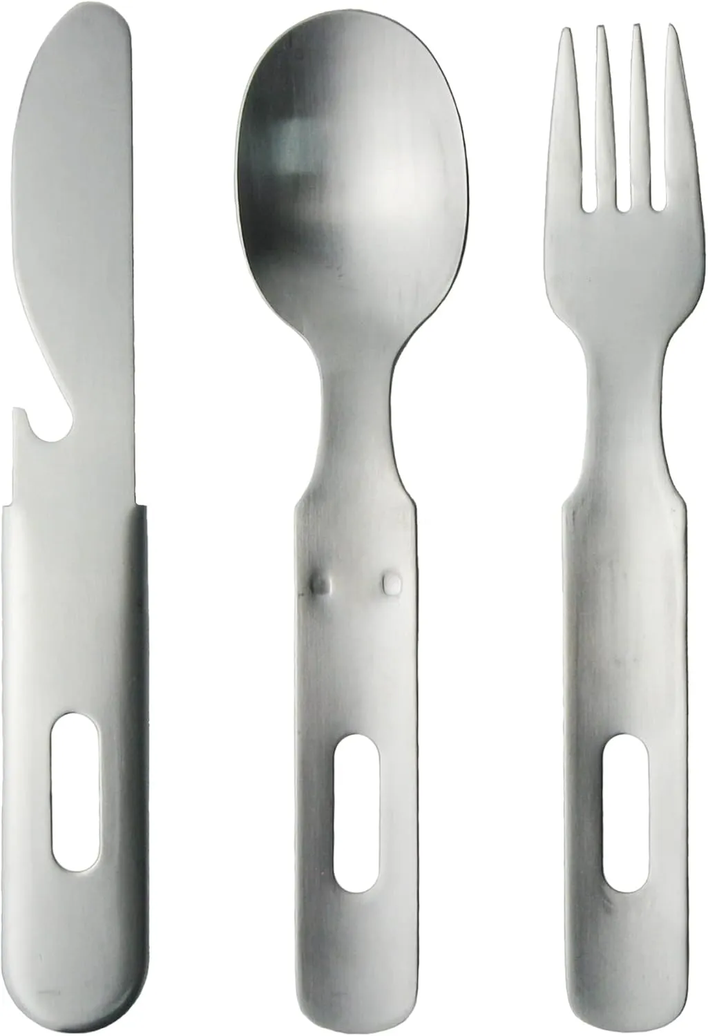 Tsubamesanjo Camping Outdoor Cutlery Set, 3 Pieces, Knife, Spoon, Fork, Matte, Made in Japan