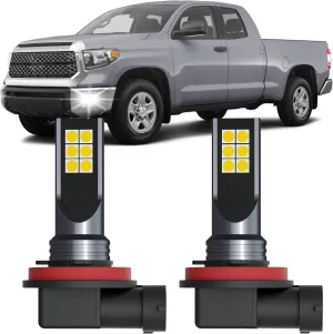 Tundra LED Fog Lights for 2014-2021 Toyota Tundra, 300% Brightness, 6500K Cool White, 2pcs Plug and Play Replacement Fog Light Blubs Package