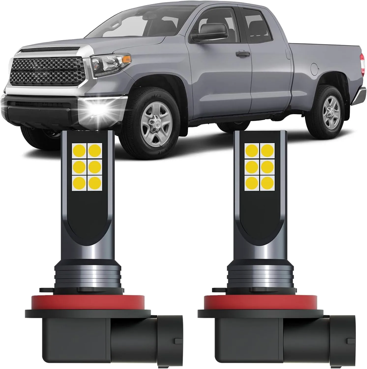 Tundra LED Fog Lights for 2014-2021 Toyota Tundra, 300% Brightness, 6500K Cool White, 2pcs Plug and Play Replacement Fog Light Blubs Package
