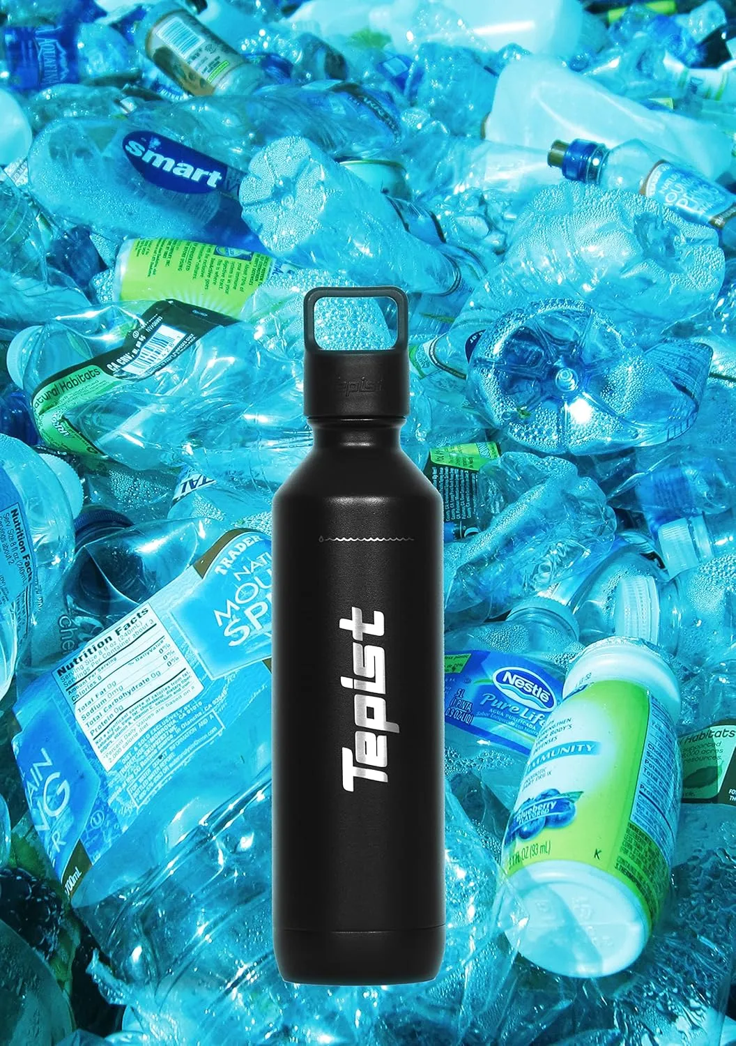 TwentyO 20oz Stainless Steel Bottle Compatible with Sodastream Machines | Powder Coated Black | Vacuum Sealed | Double Walled | Leak-Proof | Easy to Carry | Reusable Bottle