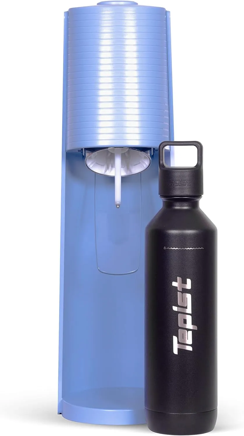 TwentyO 20oz Stainless Steel Bottle Compatible with Sodastream Machines | Powder Coated Black | Vacuum Sealed | Double Walled | Leak-Proof | Easy to Carry | Reusable Bottle