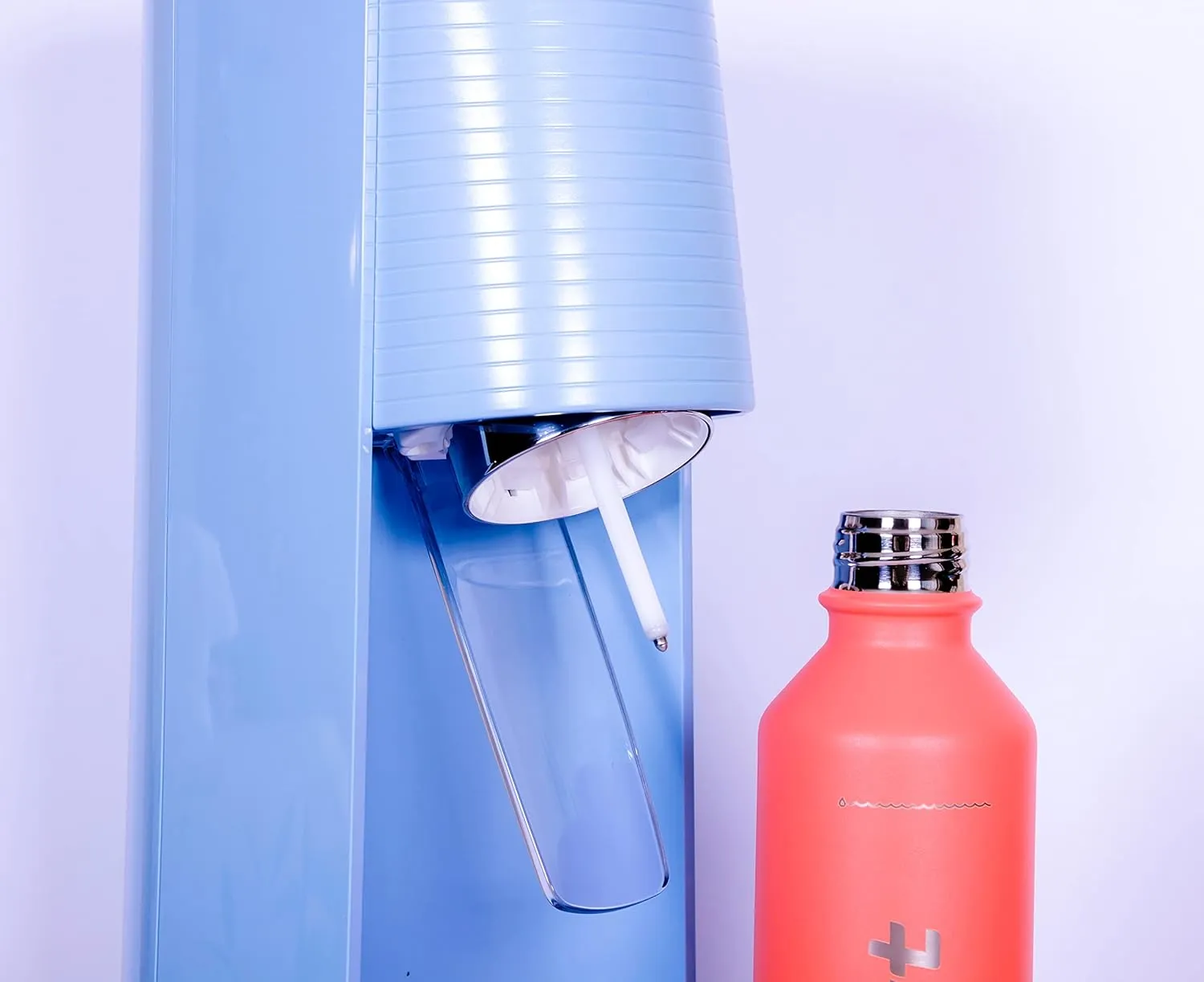 TwentyO 20oz Stainless Steel Bottle Compatible with Sodastream Machines | Powder Coated Coral | Vacuum Sealed | Double Walled | Leak-Proof | Easy to Carry | Reusable Bottle