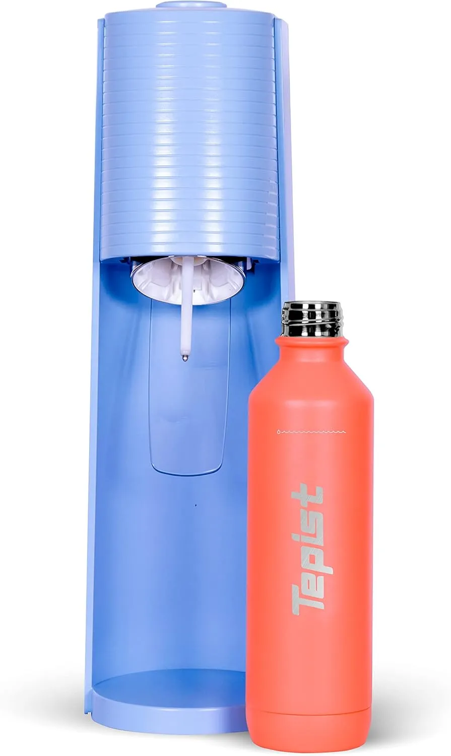 TwentyO 20oz Stainless Steel Bottle Compatible with Sodastream Machines | Powder Coated Coral | Vacuum Sealed | Double Walled | Leak-Proof | Easy to Carry | Reusable Bottle