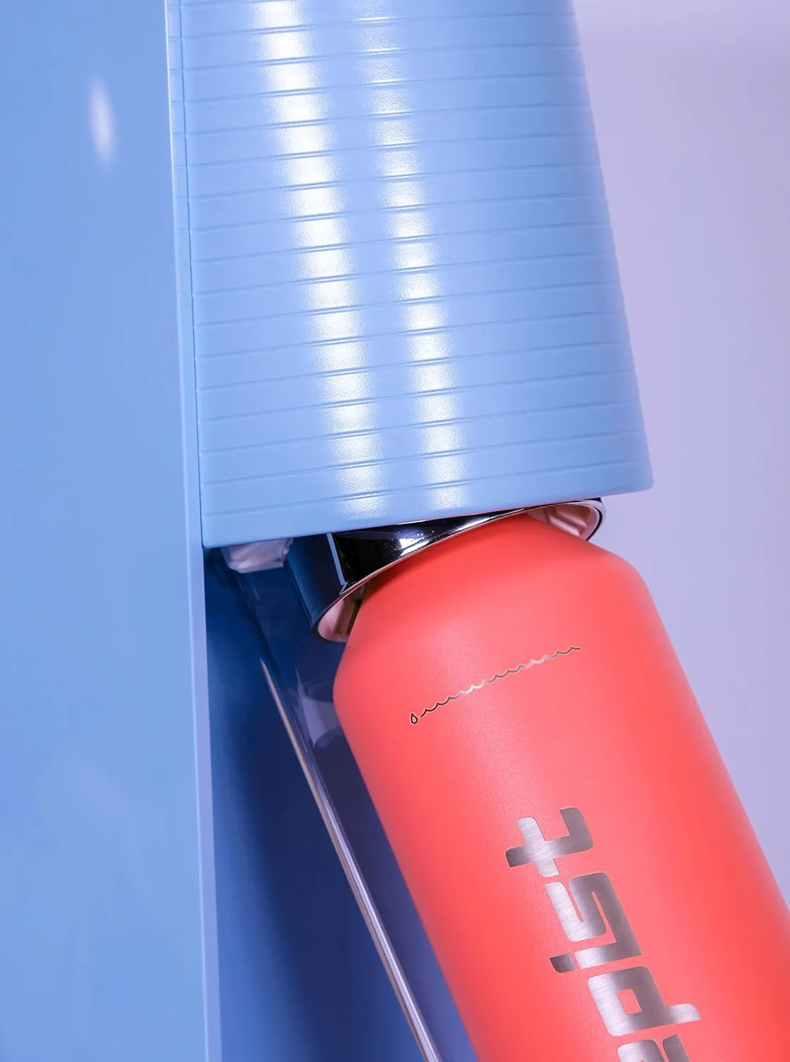 TwentyO 20oz Stainless Steel Bottle Compatible with Sodastream Machines | Powder Coated Coral | Vacuum Sealed | Double Walled | Leak-Proof | Easy to Carry | Reusable Bottle