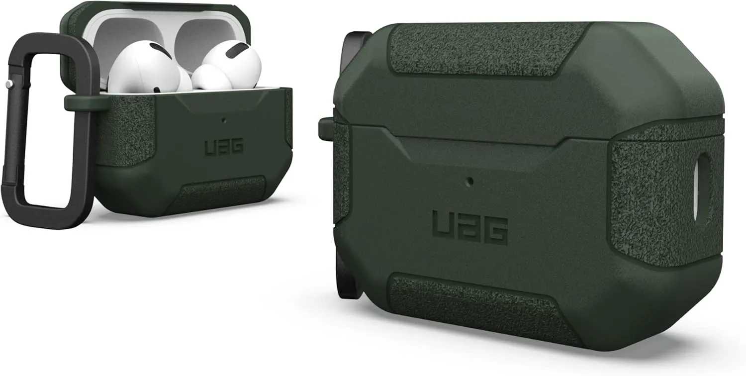 UAG Designed for AirPods Pro Case (2nd Generation 2022) Scout Olive Drab Green - Premium Rugged Hard Shell Full Protective Case Cover with Detachable Keychain Carabiner by URBAN ARMOR GEAR
