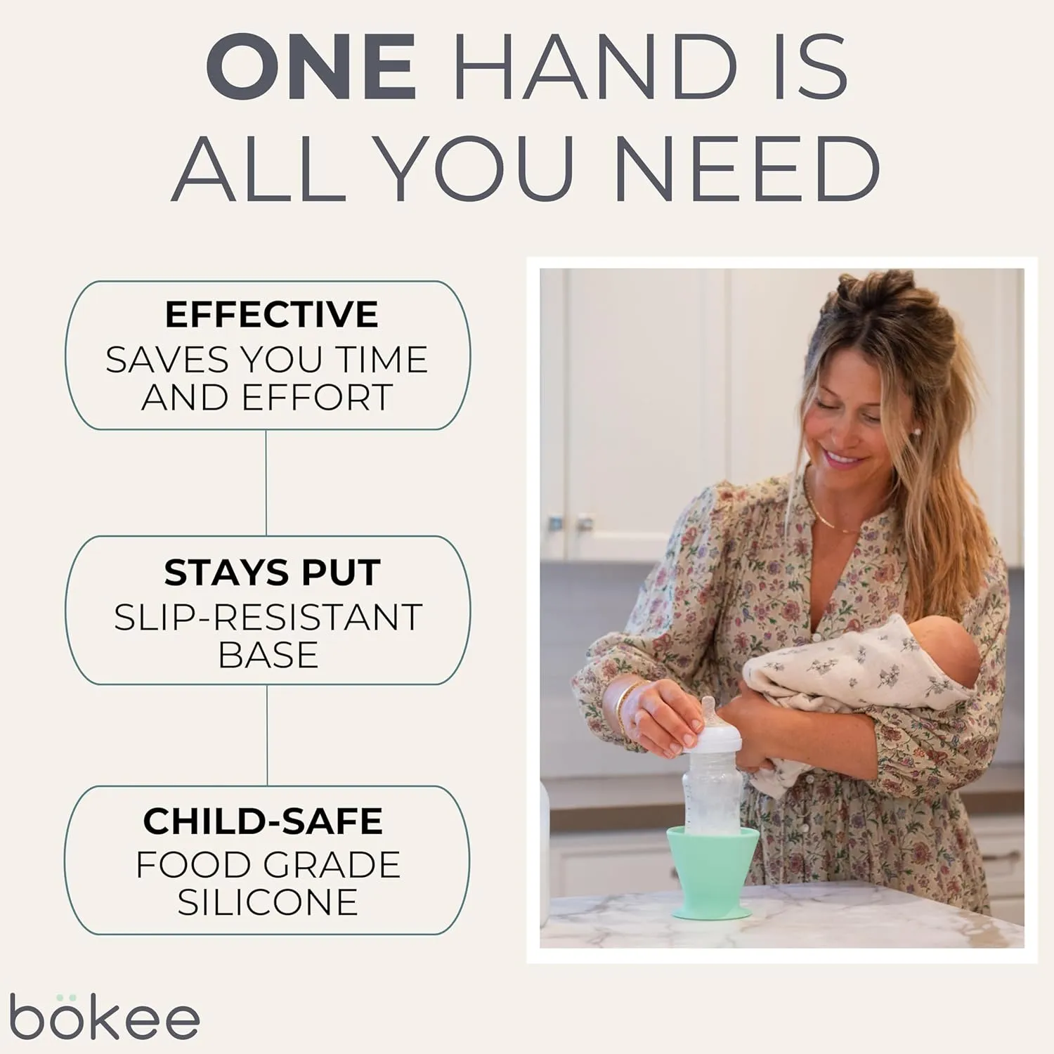Ultimate Non-Toxic Silicone Breast Pump and Baby Bottle Holder – Easy One Hand Milk & Formula Prep with Premium Wide Base Suction Cup - Dishwasher Safe - Soft White, 3-Pack