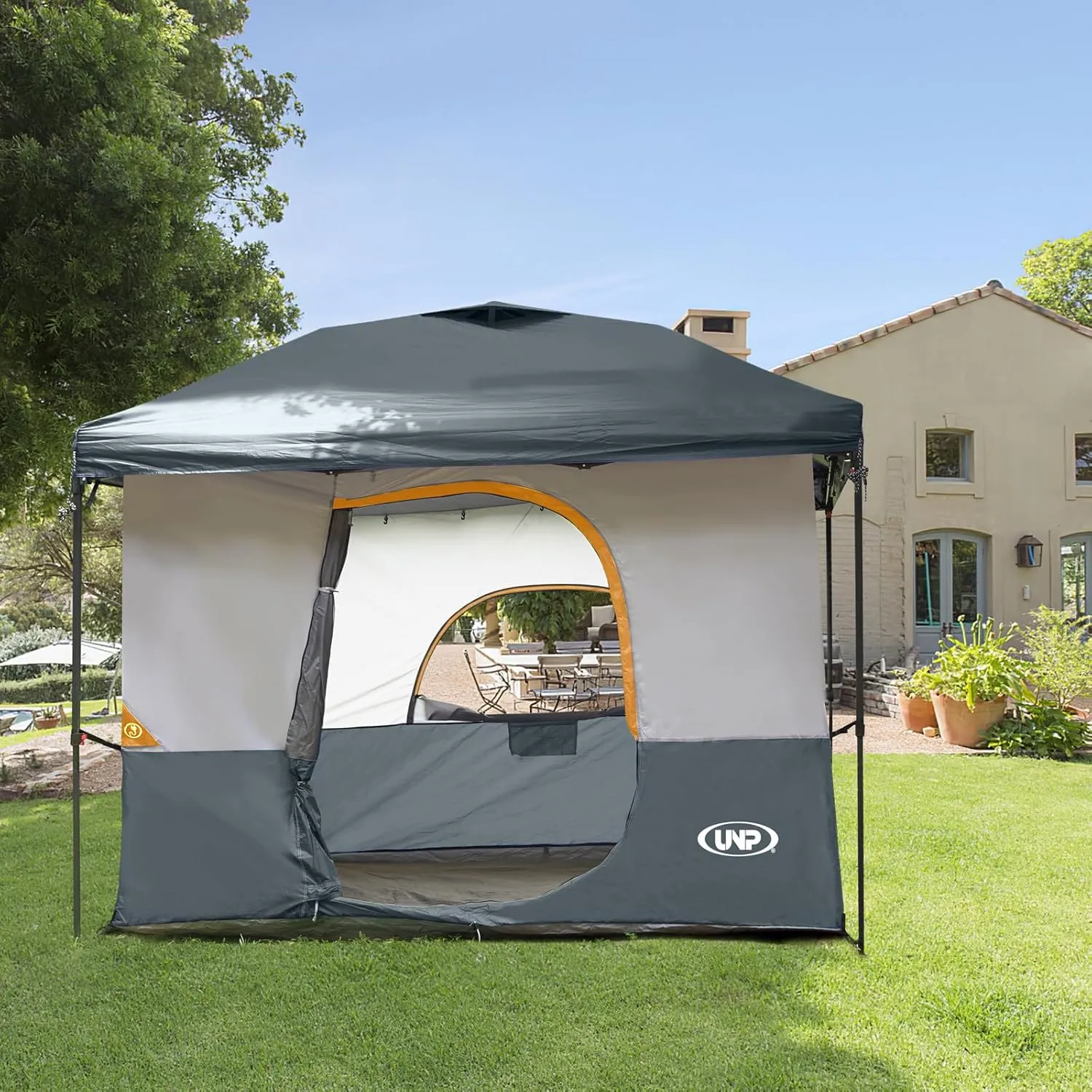 UNP Camping Cube | Canopy Inner Tent for 10' x 10' ft Pop Up Canopy Tent Fully Vented Roof Easy Set Up Enclosed Canopy(Canopy/SHELTER NOT Included) Gray