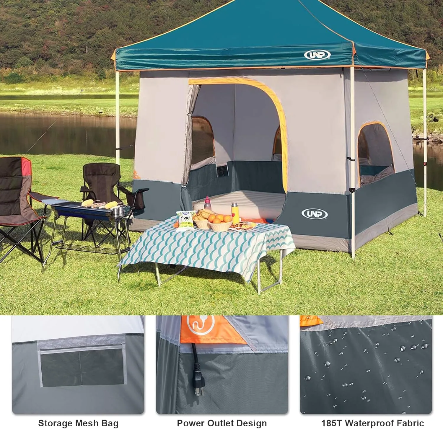 UNP Camping Cube | Canopy Inner Tent for 10' x 10' ft Pop Up Canopy Tent Fully Vented Roof Easy Set Up Enclosed Canopy(Canopy/SHELTER NOT Included) Gray