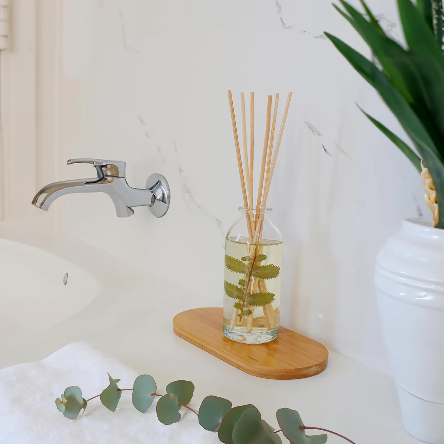 Urban Naturals Eucalyptus & Sage Essential Oil Reed Diffuser Refill | Large 8 Ounce Size | Includes a Free Set of Reed Sticks! Made in The USA