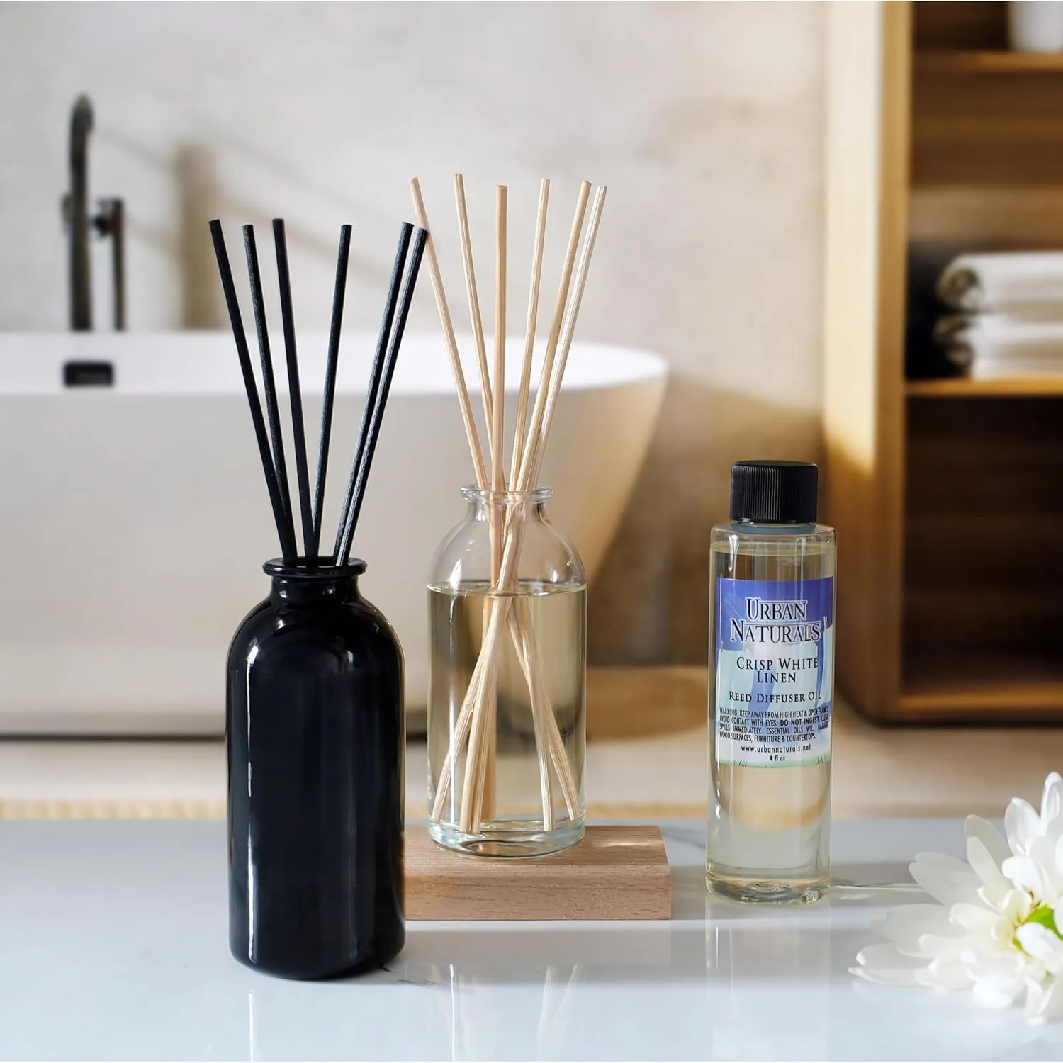 Urban Naturals Eucalyptus & Sage Essential Oil Reed Diffuser Refill | Large 8 Ounce Size | Includes a Free Set of Reed Sticks! Made in The USA