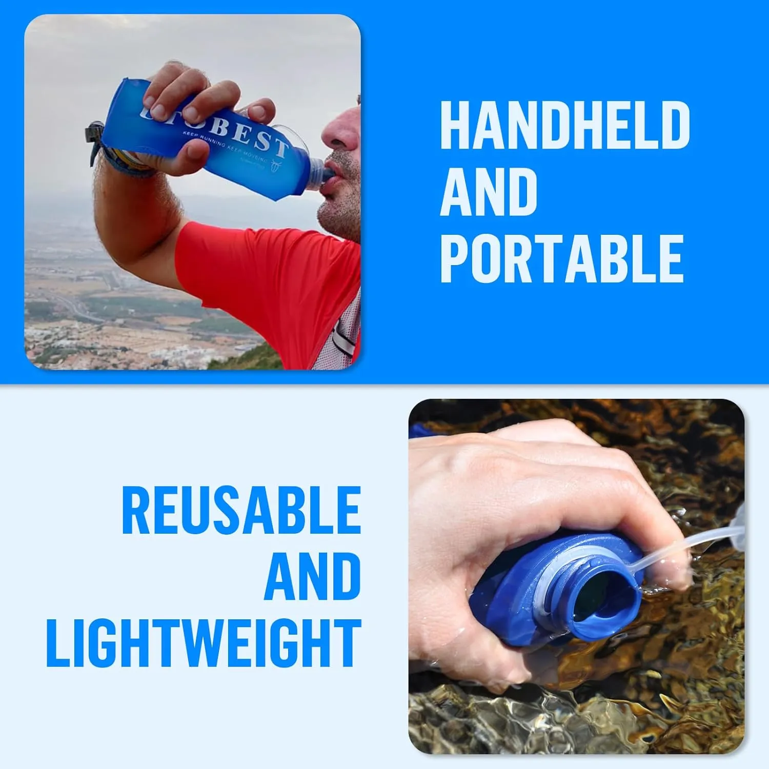 UTOBEST Soft Flask, 2 Pack Soft Flask Running Bottles 500ml,TPU Foldable Running Flask, Portable Collapsible Flask Handheld for Travel Traveling Hiking Cycling City Walk