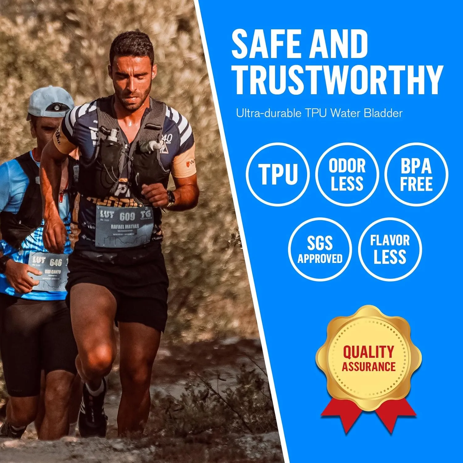 UTOBEST Soft Flask Collapsible Running Water Bottle, Flexible TPU Folding Running Flask for Hydration Pack, Soft Flask Running Bottles for Hiking Cycling