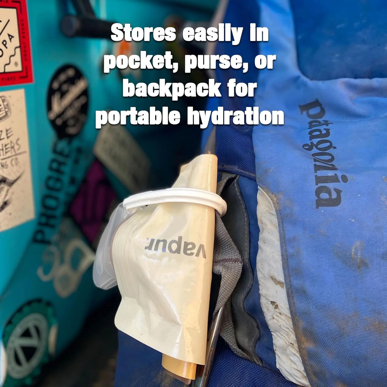 Vapur Collapsible Water Bottle With Carabiner, Compact Bottle Folds Flat For Hydration On The Go, Ideal for Traveling, Hiking or Camping, 23 Ounce, Malibu Teal, Pack of 2