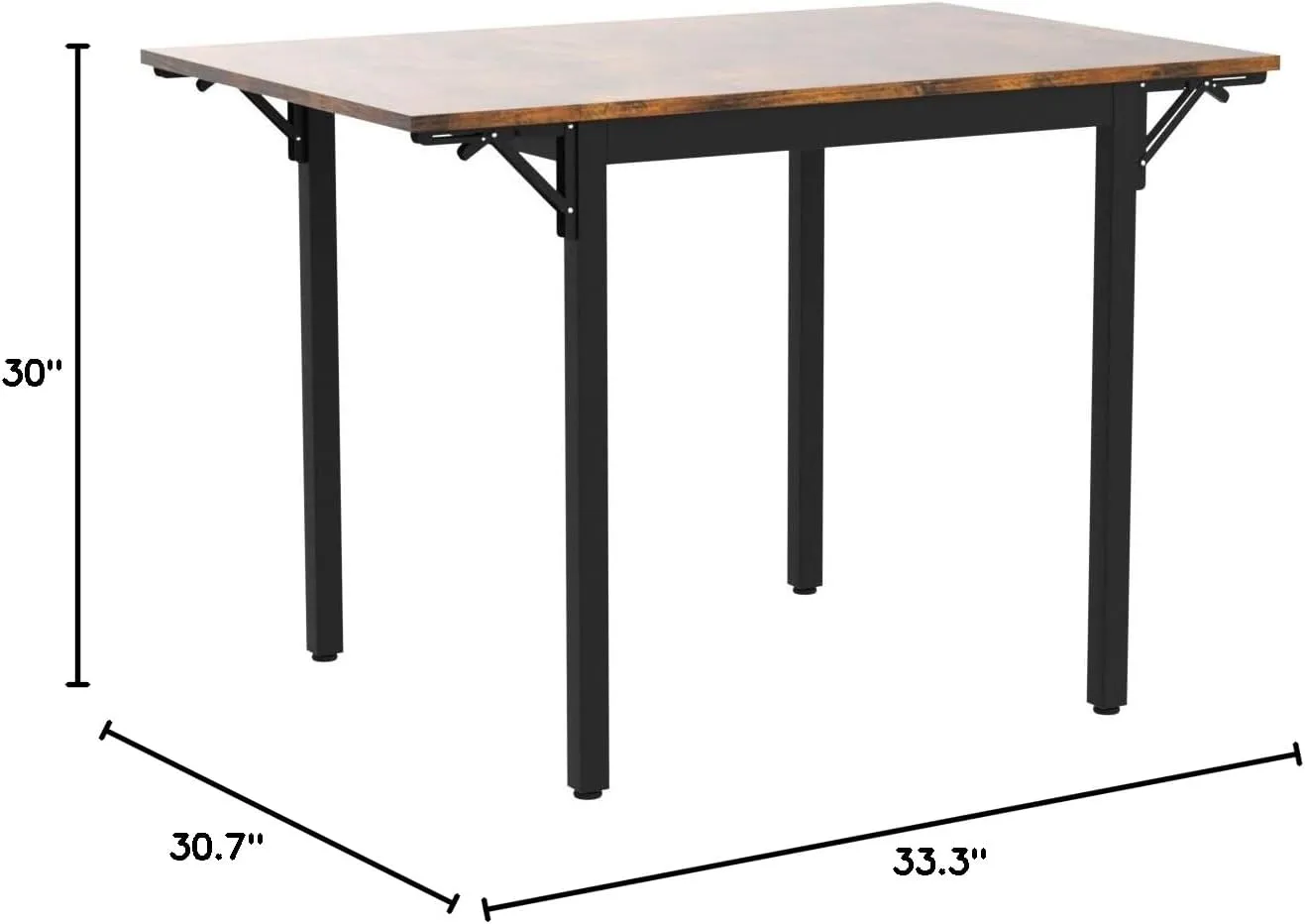 VASAGLE Folding Dining Table, Drop Leaf Extendable, for Small Spaces, Seats 2-4 People, Industrial, 33.3 x 30.7 x 30 Inches,Brown