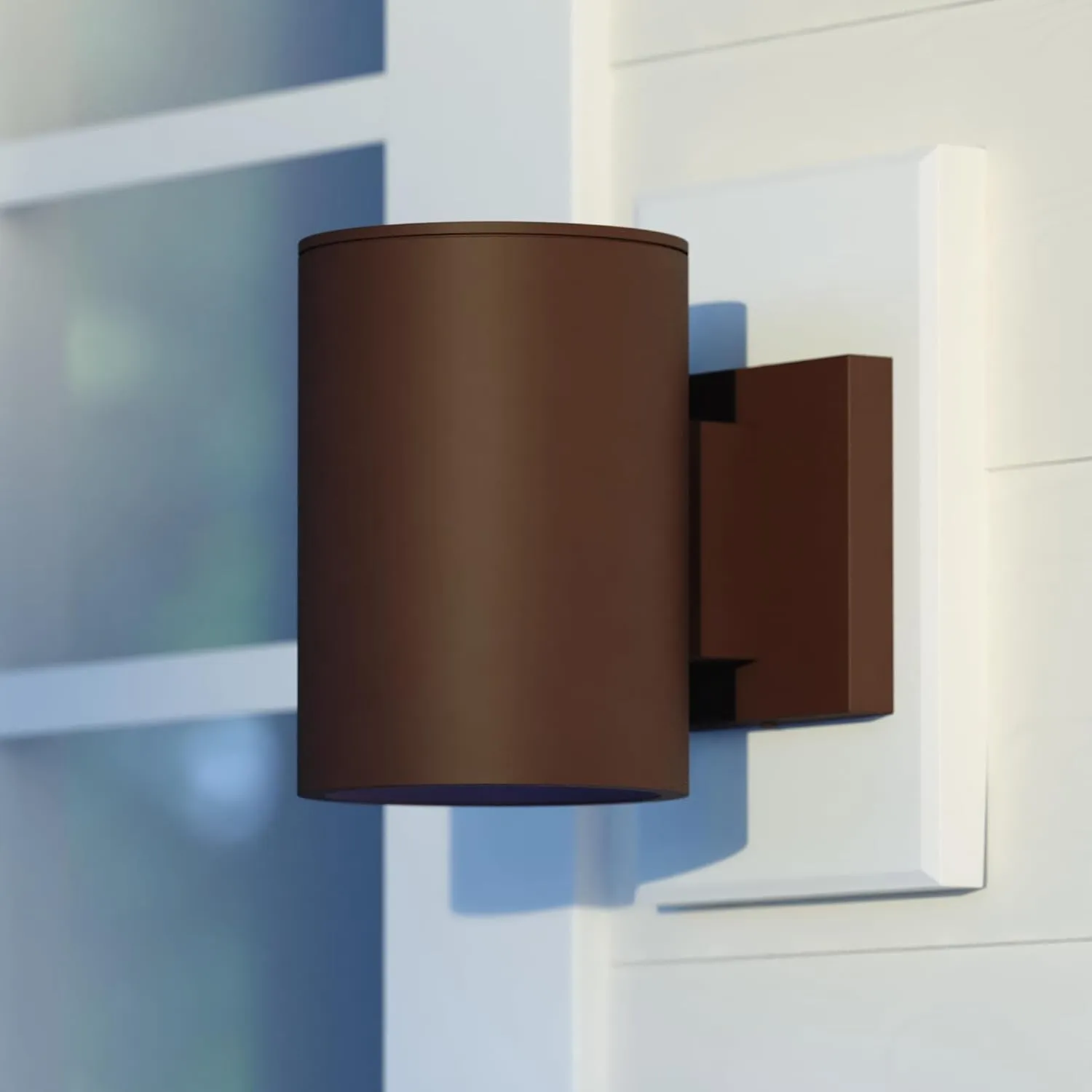 VAXCEL Chiasso Modern Outdoor Porch Light, 5" W x 7.25" H Bronze Cylinder Wall Sconce, Waterproof Dark Sky Wall Light for Porch, Patio, Deck, or Front Door