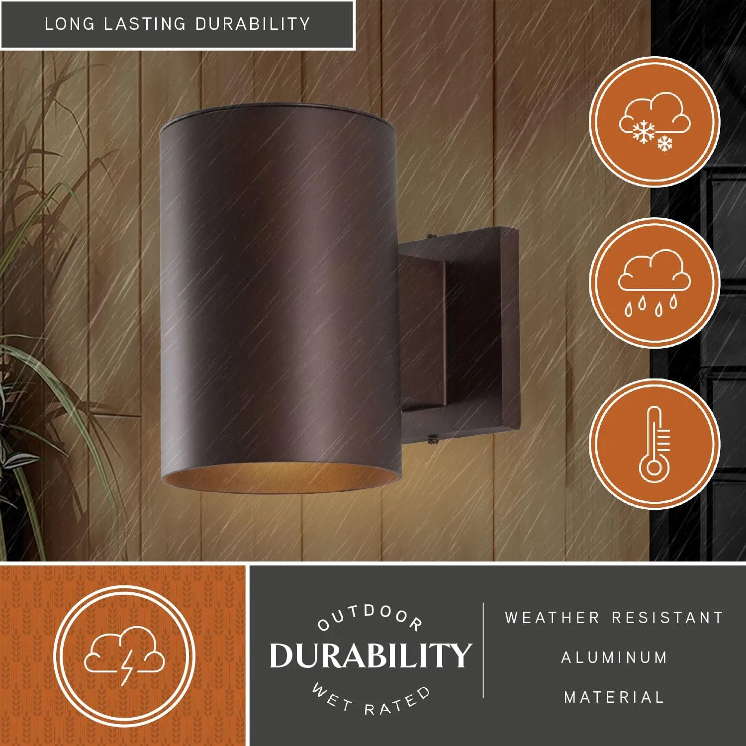 VAXCEL Chiasso Modern Outdoor Porch Light, 5" W x 7.25" H Bronze Cylinder Wall Sconce, Waterproof Dark Sky Wall Light for Porch, Patio, Deck, or Front Door