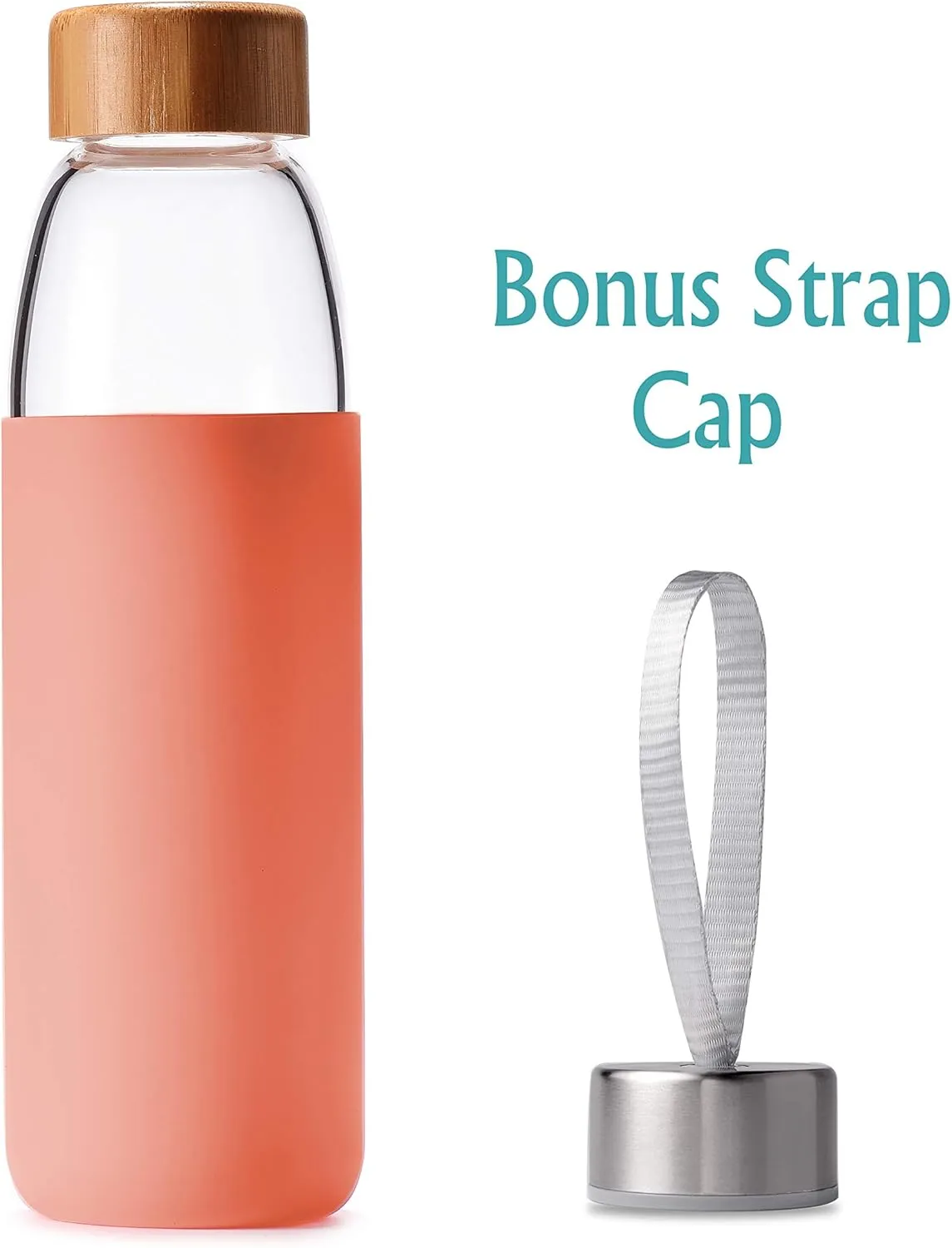 veegoal 25 Oz Borosilicate Glass Water Bottles with Bamboo Lid, BPA-FREE, Non-Slip Silicone Sleeve, and Stainless Steel Leak Proof Lid - Reusable Glass Bottle for Men and Women