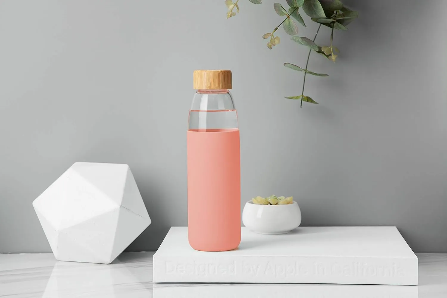 veegoal 25 Oz Borosilicate Glass Water Bottles with Bamboo Lid, BPA-FREE, Non-Slip Silicone Sleeve, and Stainless Steel Leak Proof Lid - Reusable Glass Bottle for Men and Women