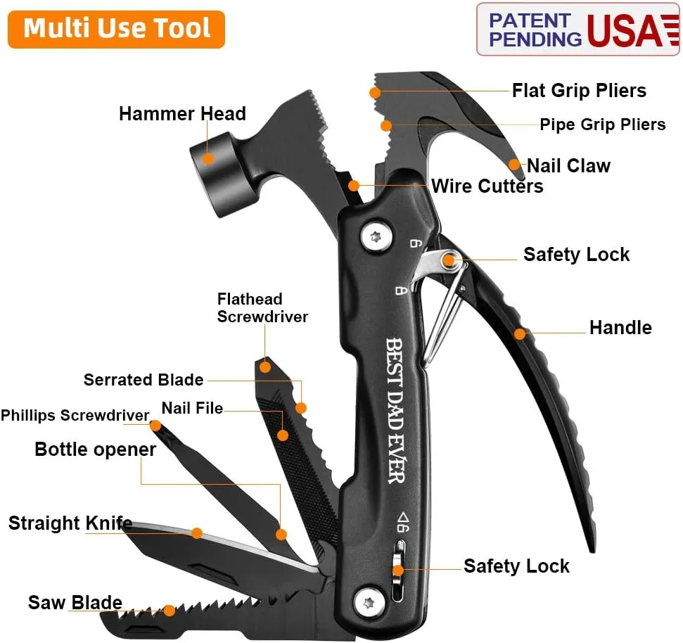 VEITORLD Gifts for Dad from Daughter Son Kids, Fathers Day, Dad Gifts Who Wants Nothing, Birthday Gift Ideas for Men Father Him, All in One Tools Mini Hammer Multitool, Cool Gadgets Presents