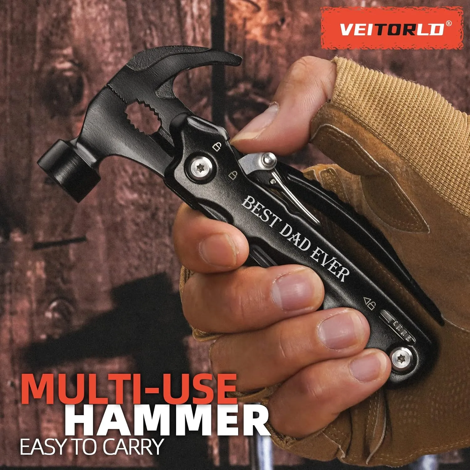 VEITORLD Gifts for Dad from Daughter Son Kids, Fathers Day, Dad Gifts Who Wants Nothing, Birthday Gift Ideas for Men Father Him, All in One Tools Mini Hammer Multitool, Cool Gadgets Presents