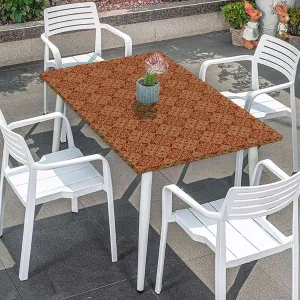 Vermilion Orange Tablecloth for Folding Table Victorian Old Fashioned Traditional Elastic Edge Fitted Tablecloth for Rectangle Table Antique Fits up 4 Foot Tables