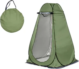 Versatile Pop-Up Privacy Tent for Outdoor Shower, Changing Room, Portable Toilet, and Camping Shelter - Olive drab, Military Green - with Zipper Doors and Windows - 47.24“x47.24”x74.80“