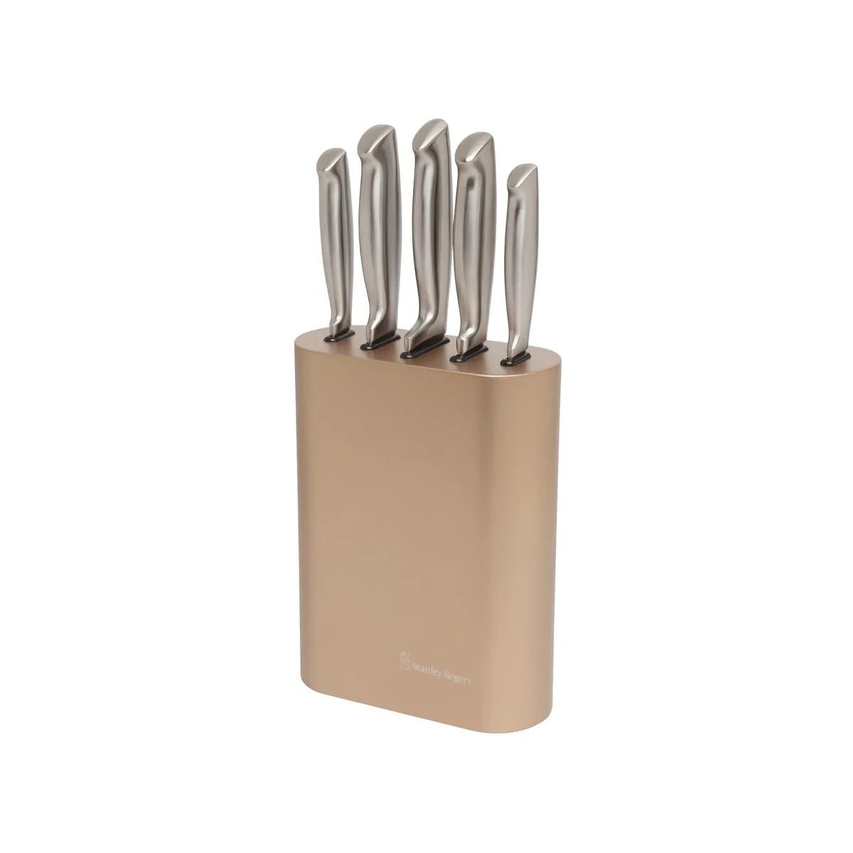 Vertical Oval Metallic Champagne 6pc Knife Block Set - DISCONTINUED BY SUPPLIER