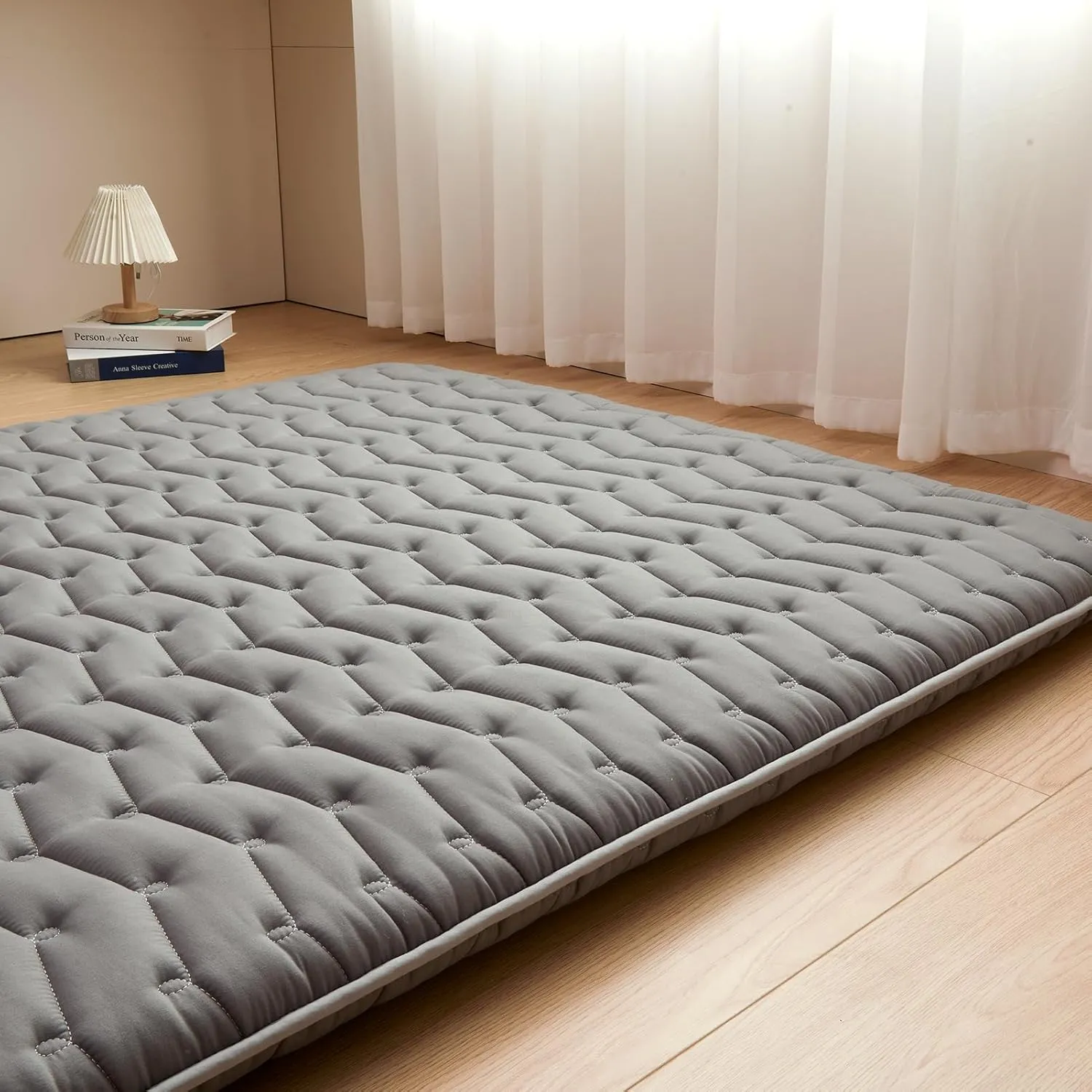 Vibe bear Premium Foam Japanese Futon Floor Mattress Twin Size 39"x 80",100% High Density Foam Comfortable Floor Mattress,3.5" Thicken Foldable Sleeping Pad,Dormitory Tatami Mat(Gray)