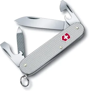 Victorinox Cadet Alox Swiss Army Knife, 9 Functions, Swiss Made Pocket Knife with Large Blade, Screwdriver, Can Opener and Wire Stripper - Silver