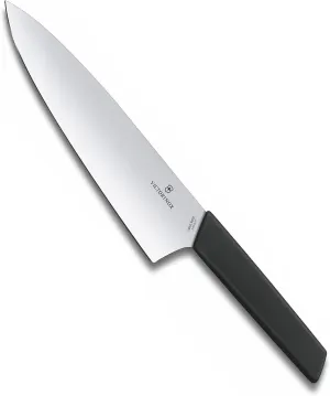 Victorinox Swiss Modern Chef's Knife - Kitchen Knife for Cutting Meat, Fruit & Vegetables - Premium Kitchen Accessories - Black Handle, 8"