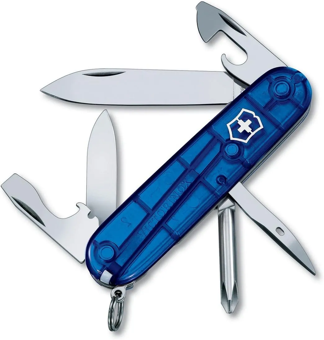 Victorinox Tinker Swiss Army Knife, 12 Function Swiss Made Pocket Knife with 2 Blades (Large and Small), Screwdriver and Wire Stripper - Sapphire