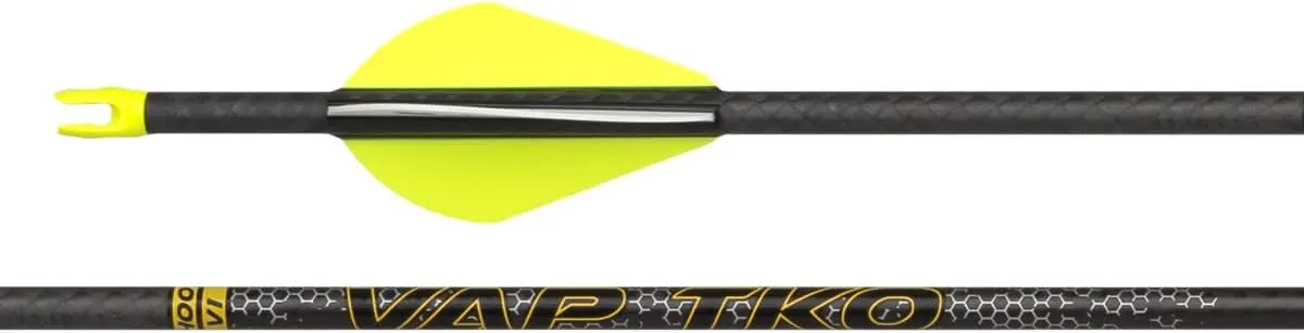 Victory Archery VAP TKO 0.166" 175/235/300/350/400/500 Spine Small Diameter Carbon Hunting Arrow Vane Fletched 6 Pack