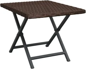 vidaXL Folding Table Brown 45 x 35 x 32 cm Resin Braided Folding Table, Table, Patio Furniture, Garden Furniture, Outdoor Furniture