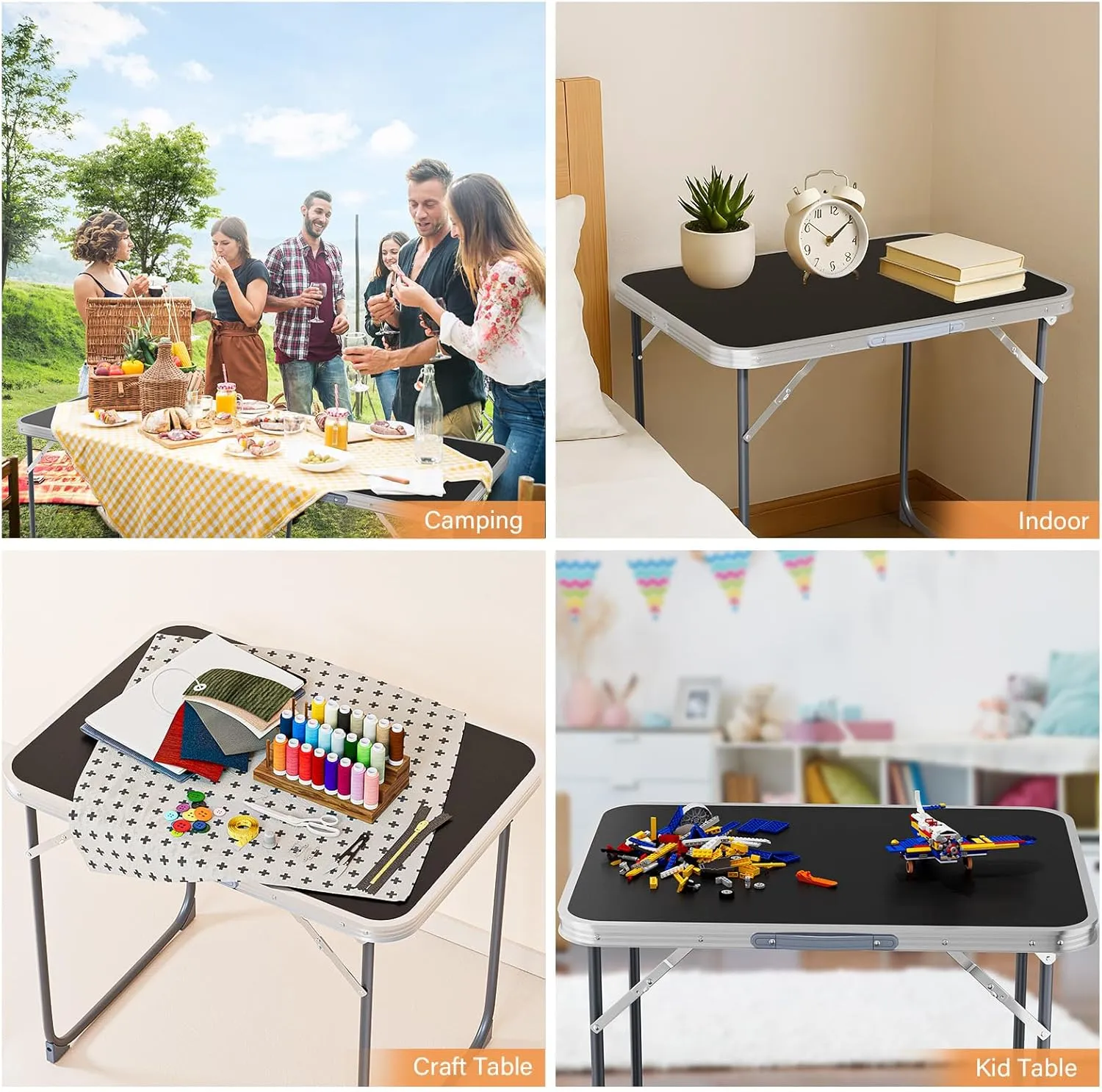 VINGLI 2.3FT Small Folding Camping Table，Portable Camping Table with Carrying Handle, Picnic Table Foldable Table Essentials for Indoor Outdoor