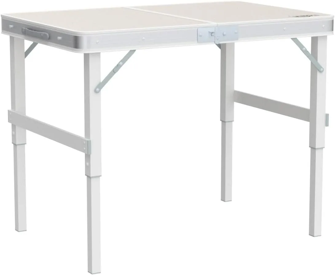 VINGLI 3FT Small Camping Table Adjustable Height Aluminum Folding Table for Picnic Party BBQ, Plastic RV Suitcase Table Portable Lightweight Fold Up Utility Outdoor Tables with Carrying Handle …