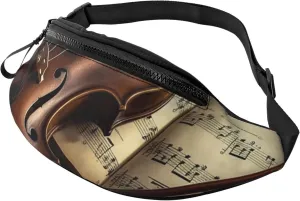 Violin and Book Fanny Pack for Man Women Waist Bag Adjustable Belt Casual Chest Bag Bum Bags for Travel Sports Running Hiking Waist Packs