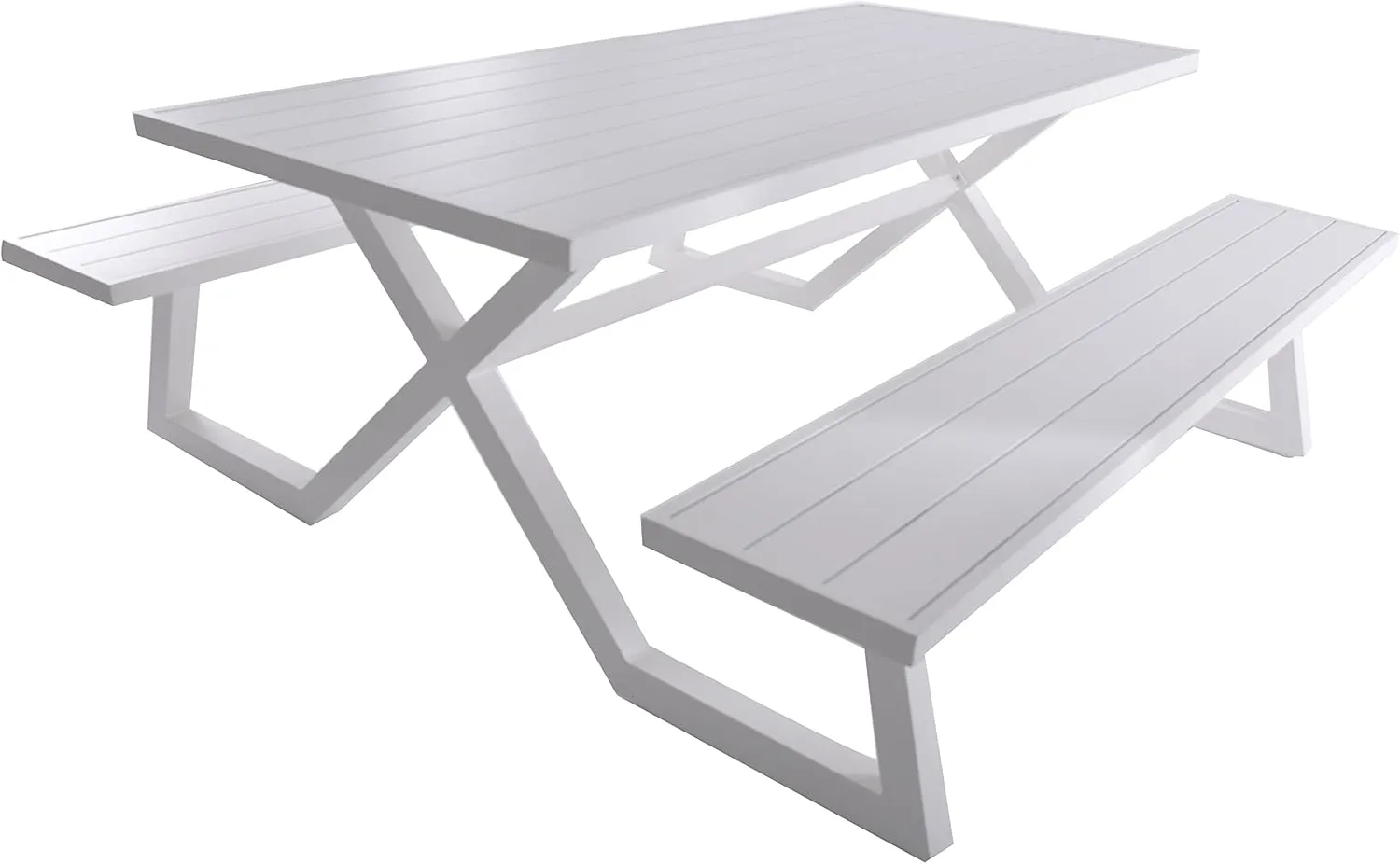 Vivere Aluminum Banquet Deluxe 8-Seat Picnic Table - 1,325 lb Weight Capacity- White
