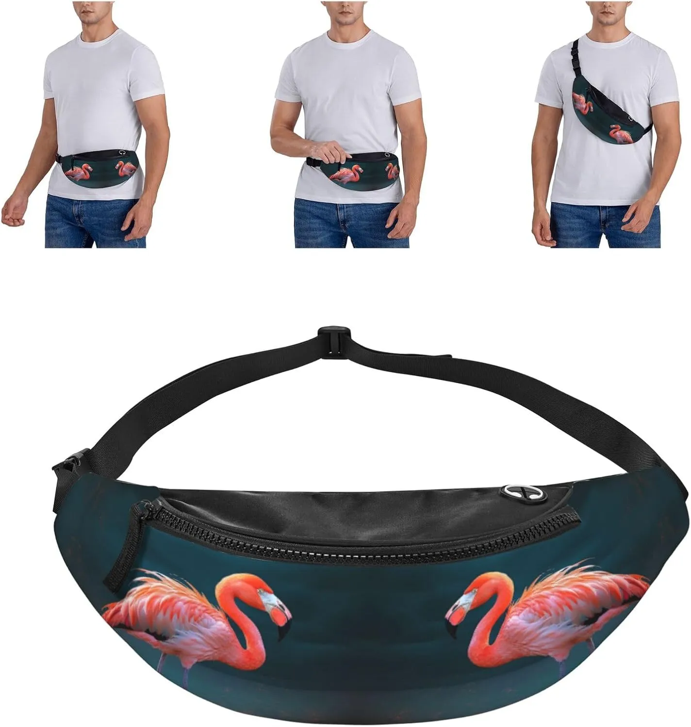 Vivid Flamingo Fanny Pack for Man Women Waist Bag Adjustable Belt Casual Chest Bag Bum Bags for Travel Sports Running Hiking Waist Packs