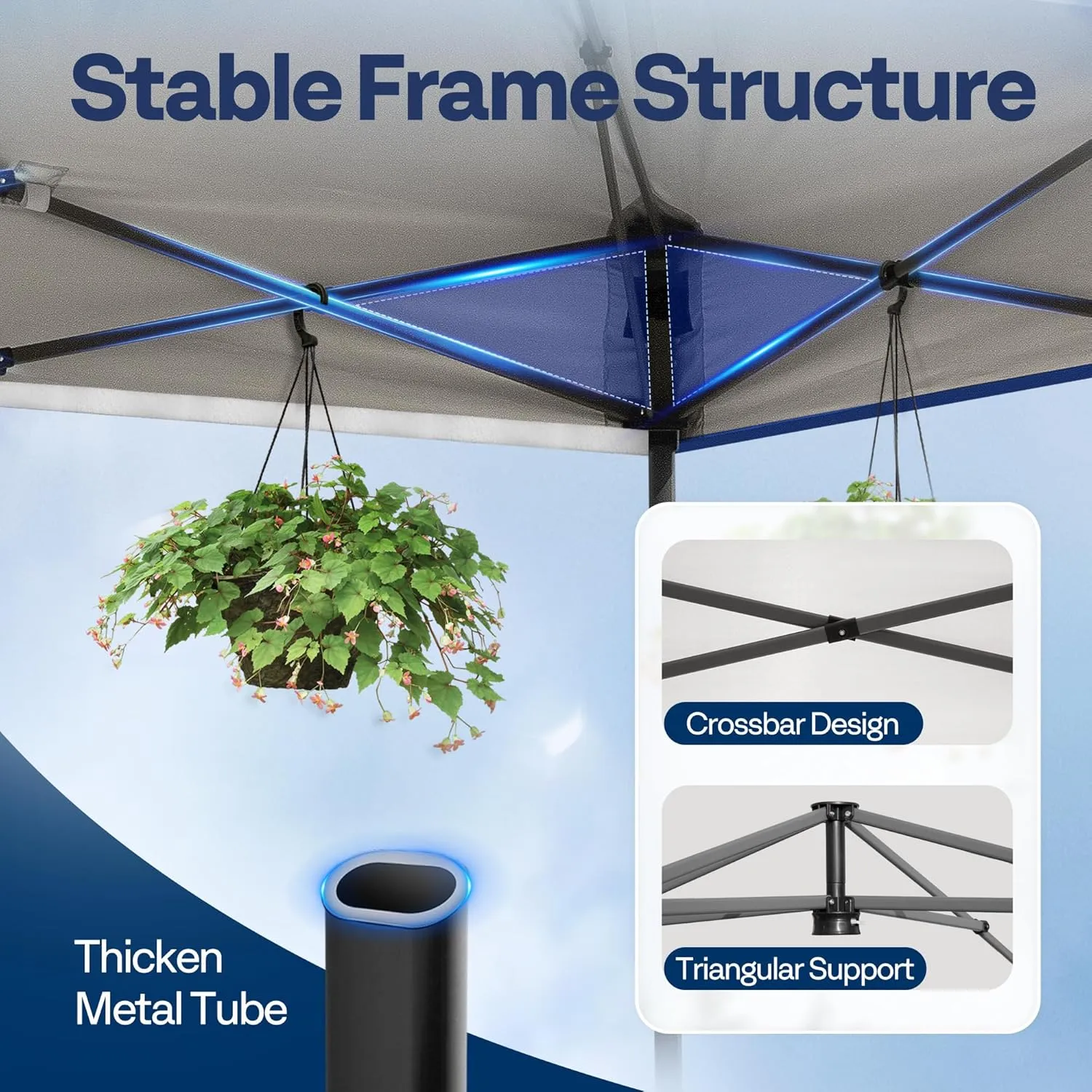 VIVOHOME 10x10ft Pop Up Canopy Tent with Sidewall and 6 Pockets, One Push Setup Outdoor Portable Shelter Tent Heavy Duty with Wheel Carry Bag and 4 Sandbags, Blue