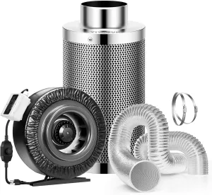 VIVOSUN 8 Inch 740 CFM Inline Fan with Speed Controller, 8 Inch Carbon Filter and 25 Feet of Ducting, Air Filtration Combo for Grow Tent Ventilation